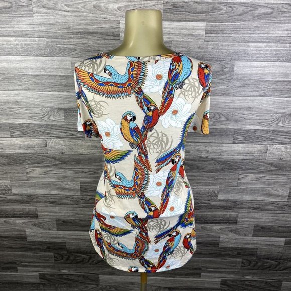 LULAROE Round Neck Short Sleeve White Bird Print T-Shirt Women's Size XL - Picture 10 of 10
